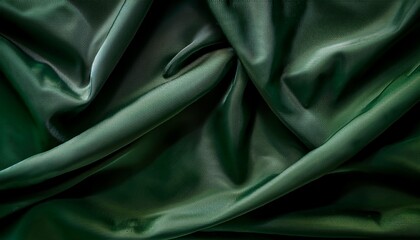 Obraz premium a close up view of a crumpled dark green fabric with the folds and creases creating a textured and wrinkled appearance