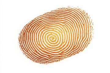 Isolated fingerprint detail showing intricate loop pattern on a white background close up image