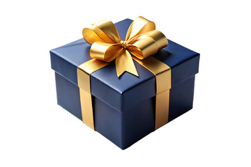 Obraz premium A gold gift box with a red ribbon and bow, isolated for any holiday celebration surprise