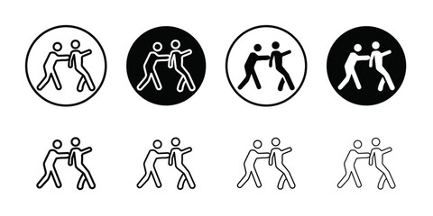 Man pushing another person icon Vector flat thin line illustration