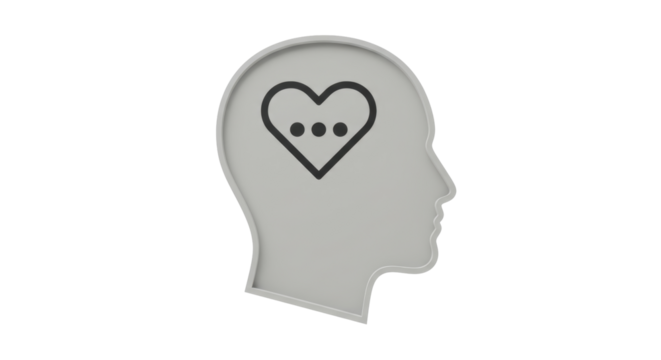 Isolated Head with Heart Speech Bubble