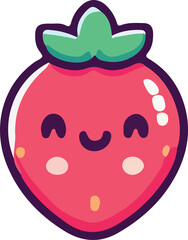 A kawaii strawberry with a cheerful expression.