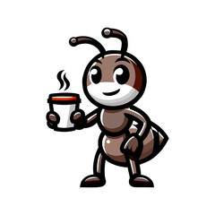 Smiling Ant Enjoying a Cup of Coffee