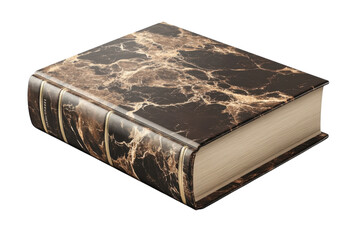 Obraz premium Luxurious antique book marble cover gold accents isolated on black on transparent background