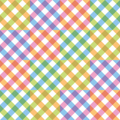 Easter seamless pattern, check grid, gingham, colorful flower, pastel color, cute baby colors, vector illustration collection, set of four, orange, pink, green, check seamless pattern