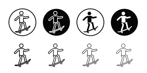 skateboarding icon Vector flat thin line illustration