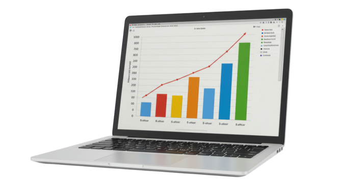 Isolated Laptop with Growing Chart
