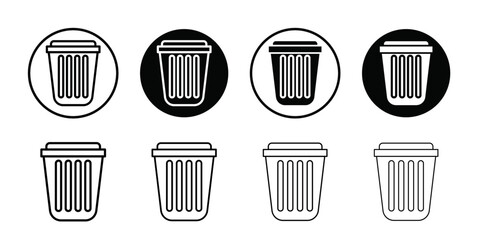 Trash icon Vector flat thin line illustration