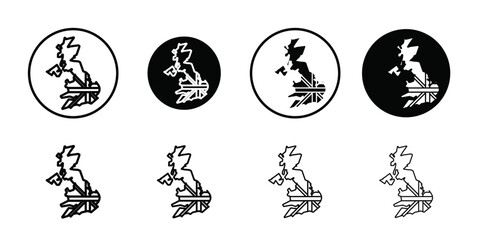 United Kingdom map icon Vector flat thin line illustration