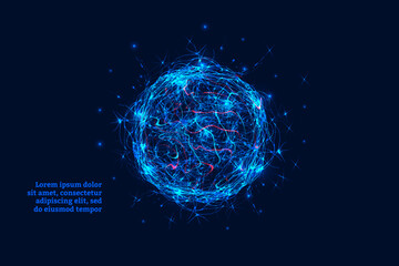 Electric lightning, bright blue ball, ball lightning designed for a design project, for a website, for creativity.