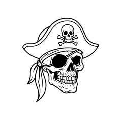 Vector Illustration of a Pirate Skull with Hat and Eyepatch