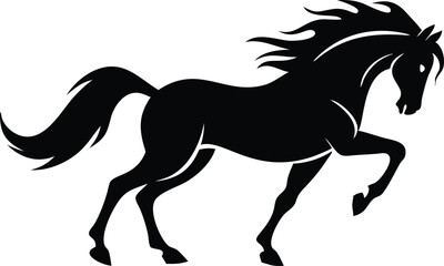 Obraz premium Horse Silhouette Elegant Stallion with Flowing Mane, Transparent Background