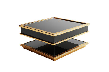 Elegant Black Gold Coffee Table Modern Two Tier Design Studio on transparent background
