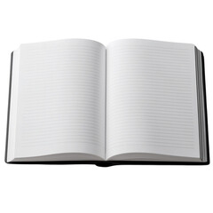 An open notebook with lined pages, showcasing a blank canvas for writing, drawing, or note-taking.