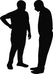 two men making chat, silhouette vector