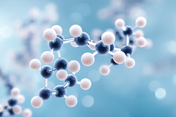 Abstract molecules floating in light blue background representing hormonal structure