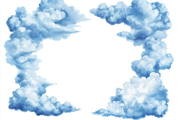 Two cloud formations on either side of a white space creating a frame effect