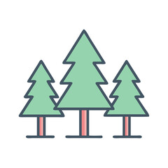Group of Pine Trees Illustration Icon Design