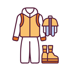 Outdoor Outfit with Hiking Gear Icon Design