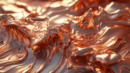 Liquid copper sunset, a molten wave of warm metallic beauty with glistening highlights and rich bronze tones.