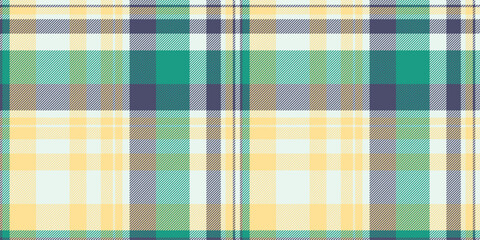 Vibrant pastel plaid pattern. Seamless texture with teal, yellow, and gray hues. Ideal for fashion, home decor, and textile designs.  Evokes feelings of spring and freshness.