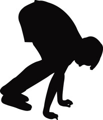 a boy making exercise, silhouette vector