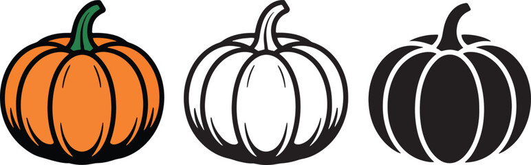 pumpkin illustration, outline, silhouette vector illustration isolated On Transparent Background