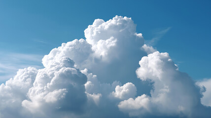 majestic display of cumulus clouds fills sky, creating dramatic and serene atmosphere. fluffy formations contrast beautifully against clear blue backdrop