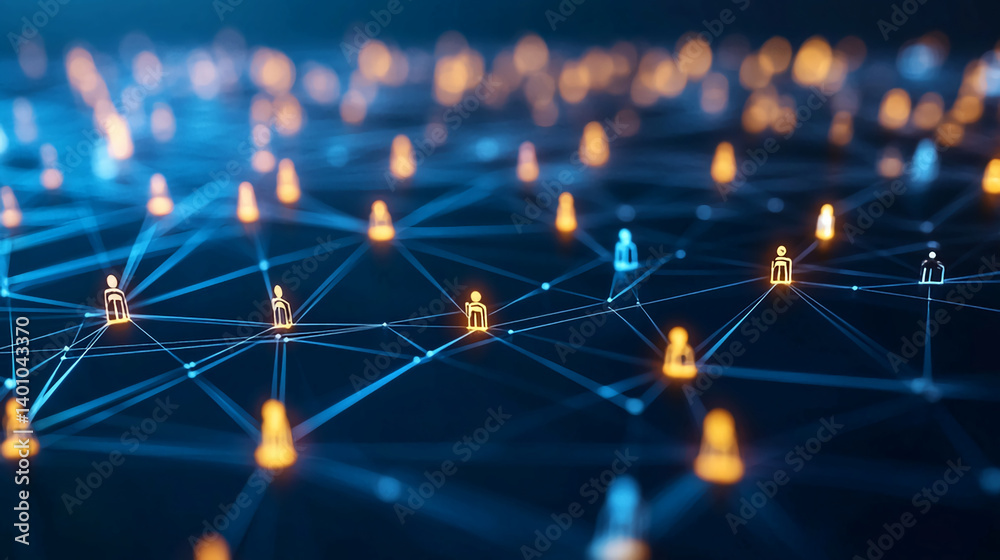 Poster interconnected world: an abstract representation of a global network, illustrating the interconnecte