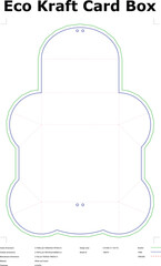 Technical Drawing Of Eco Kraft Cardboard Packaging Box Template With Dimensions And Crease Marks For Die Cutting