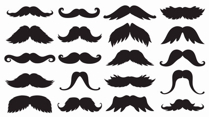 Moustache silhouette vector set