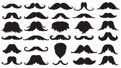 Moustache silhouette vector set