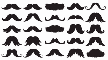 Moustache silhouette vector set