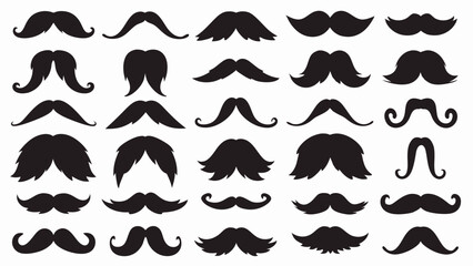 Moustache silhouette vector set