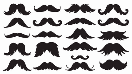Moustache silhouette vector set