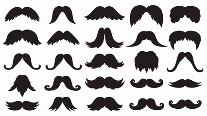 Moustache silhouette vector set