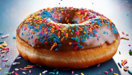 delicious tempting glazed sweet donut with topping