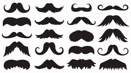 Moustache silhouette vector set