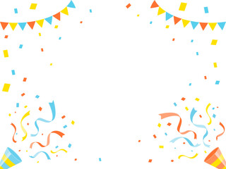 クラッカー2つ夏　セール・キャンペーン　紙吹雪　フレーム・バナー背景	