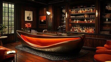 Obraz premium Luxury Home Bar Design: Modern, Sleek, and Sophisticated Interior