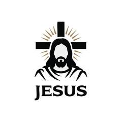 Symbolic Jesus Christ With Cross And Rays Of Light Religious Vector Illustration