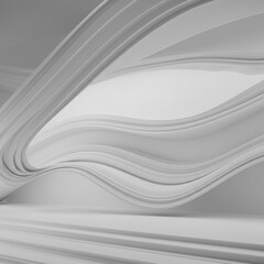 Obraz premium Abstract interior with flowing white design elements, creating a sense of modern elegance and depth