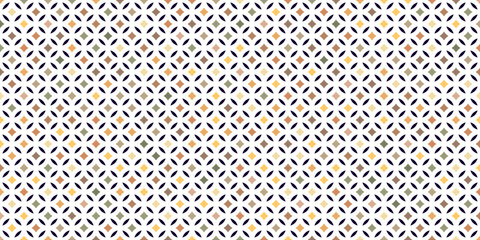 Hand-Stitched Rhombus Pattern  Gradient Beige, Sage and Peach Geometric Motif on White Background