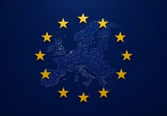 The Emblem of Europe's Flag Displaying the Continent of Europe