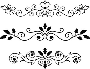 set of floral design elements