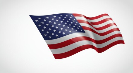 Striped Flag with Stars Waving on a White Background