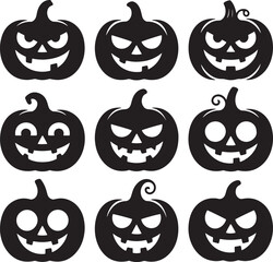 Set of pumpkin silhouette vector illustration isolated On Transparent Background