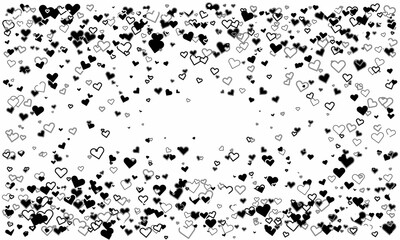 Romantic black and white heart confetti bursts from the edges, leaving a central, blank space perfect for text or images.