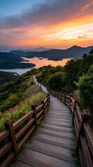 Fototapeta premium Scenic mountain path at sunset