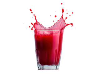 Drinking and splashing red beverage isolated cutout background artistic photography vibrant colors